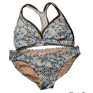 Melika Womens Bikini Set Size M Blue RACERBACK Beach Pool Vacation high cut blue
